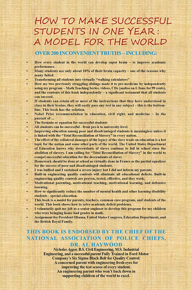 HOW TO MAKE SUCCESSFUL STUDENTS IN ONE YEAR - A MODEL FOR THE WORLD: OVER 200 INCONVENIENT TRUTHS