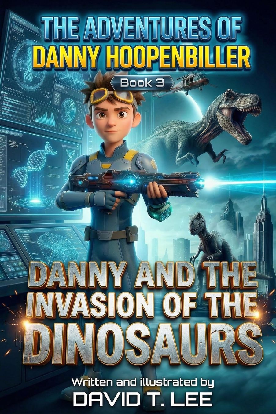 Danny and the Invasion of the Dinosaurs: This book was written and illustrated by David T. Lee at age 9. It is the sequel of "Danny and the Trip to Outer Space" and "Danny and the Portal of the World". It has 19 chapters, 17,000 words and 7 full page illu