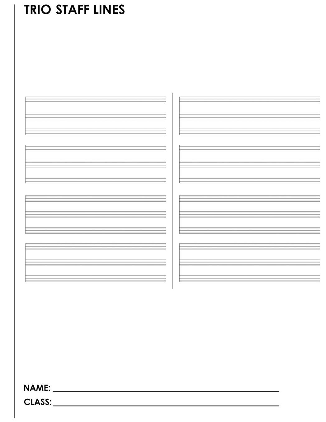 Trio Staff Lines: A Student Manuscript Notebook From Fusello Publishing