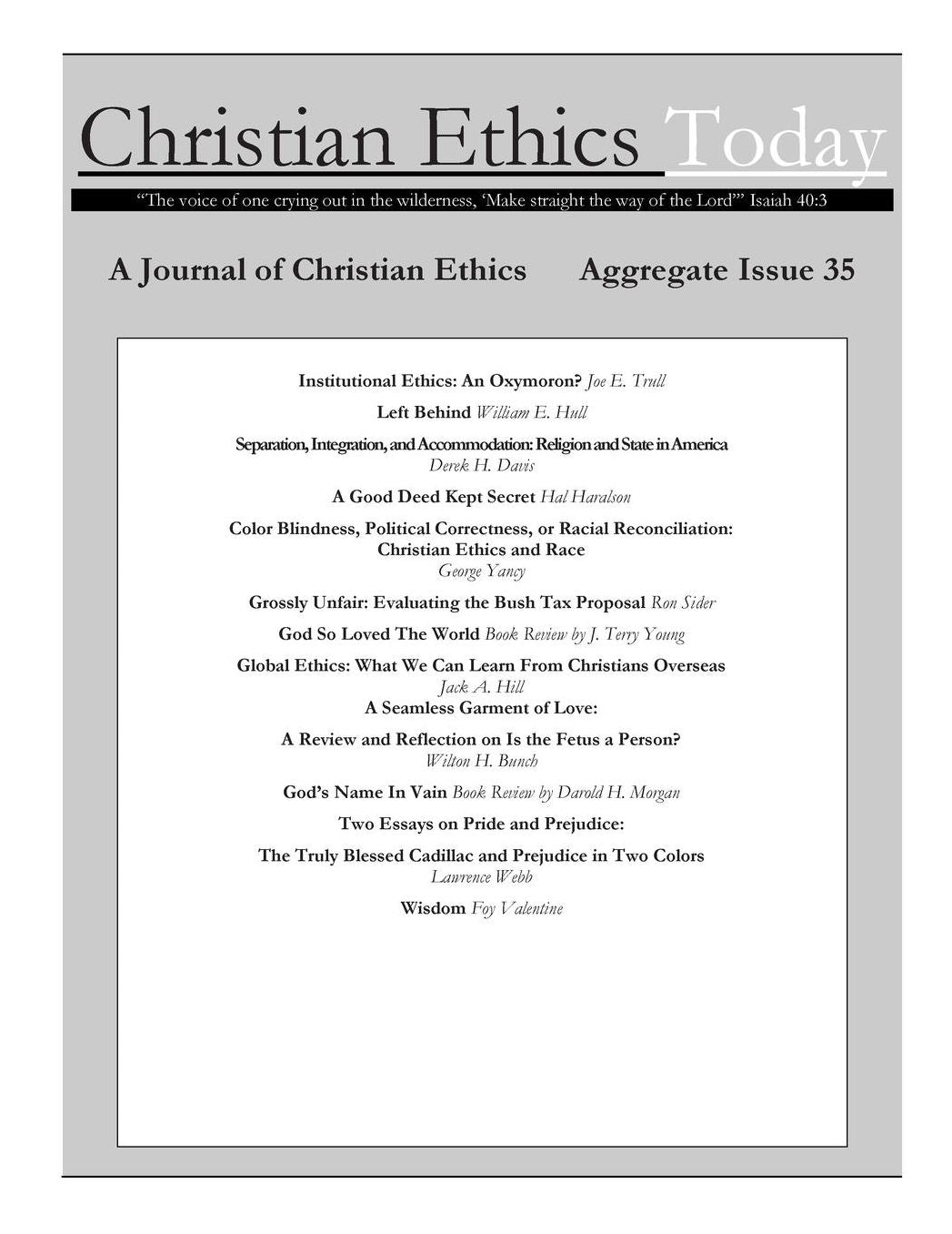 Christian Ethics Today, Issue 35