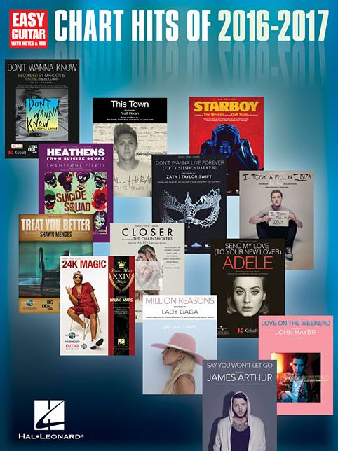 Chart Hits of 2016-2017: Easy Guitar with Notes & Tab