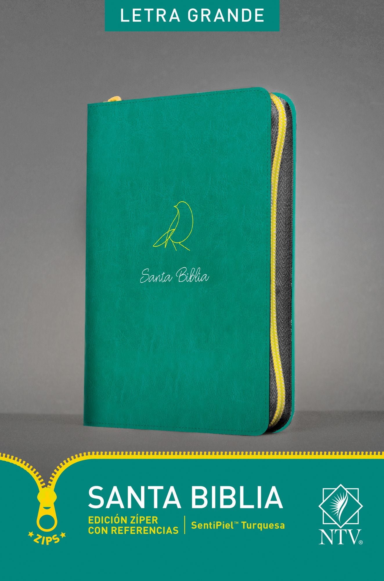 Santa Biblia NTV, Edición zíper con referencias, letra grande (Letra Roja, SentiPiel, Turquesa)