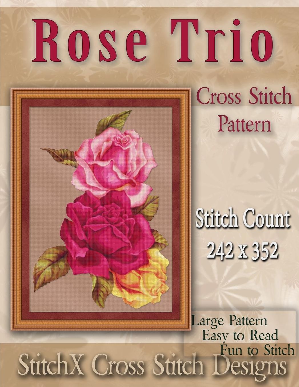 Rose Trio Cross Stitch Pattern