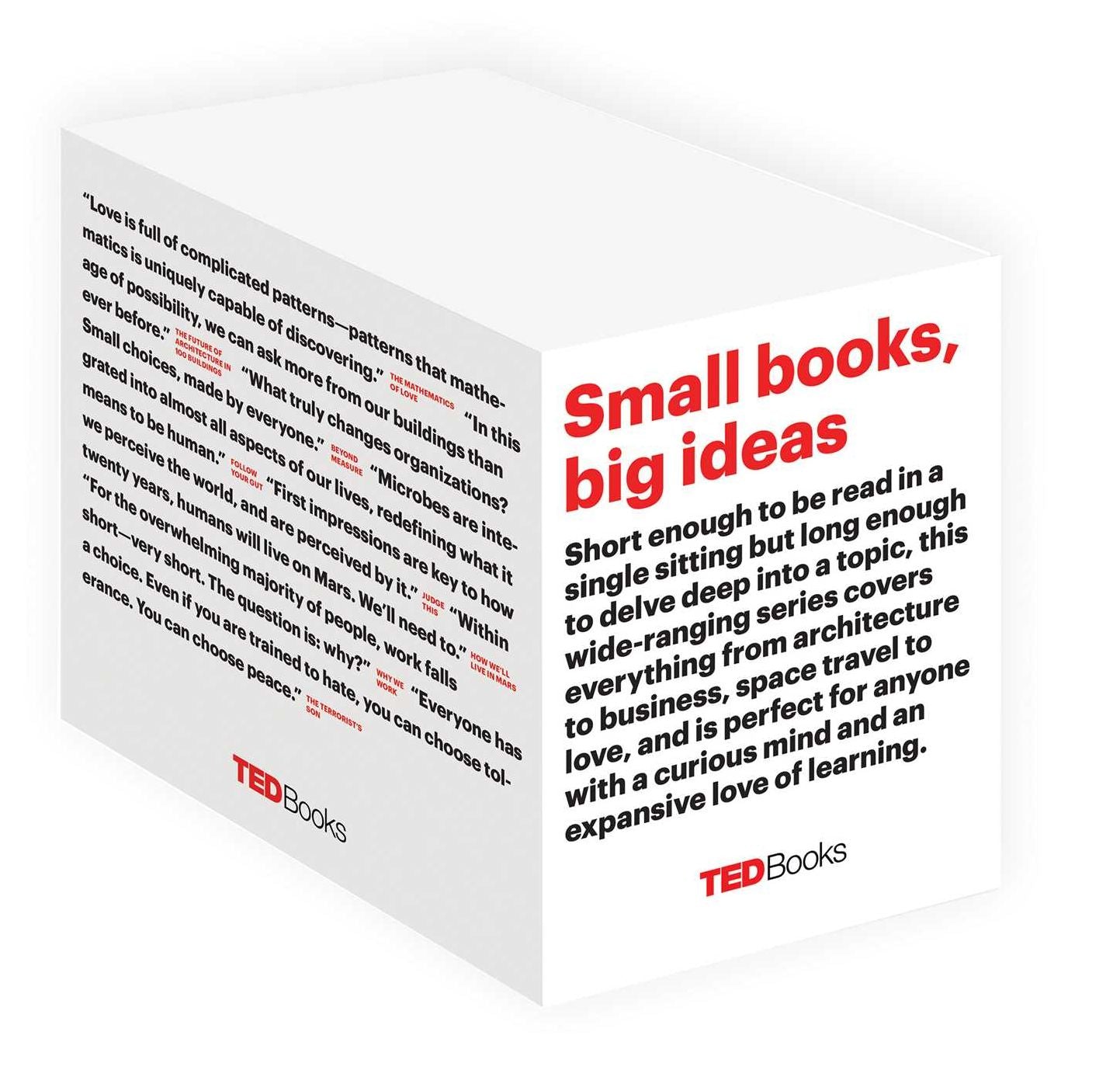 TED Books Box Set: The Completist: The Terrorist's Son, The Mathematics of Love, The Art of Stillness, The Future of Architecture, Beyond Measure, Judge This, How We'll Live on Mars, Why We Work, The Laws of Medicine, and Follow Your Gut