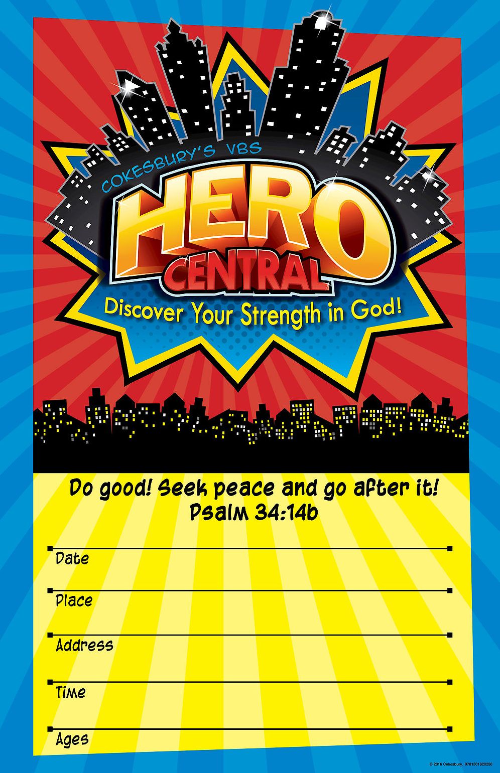 Vacation Bible School 2017 VBS Hero Central Large Promotional Poster: Discover Your Strength in God!