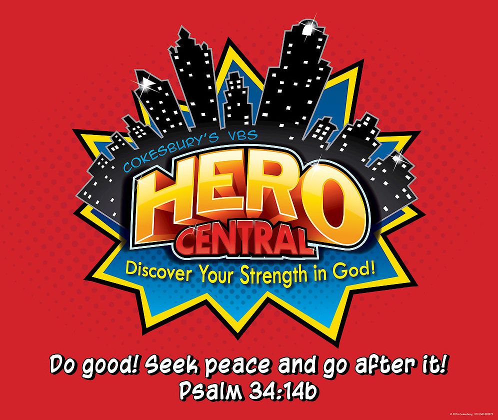 Vacation Bible School 2017 VBS Hero Central Large Logo Poster: Discover Your Strength in God!
