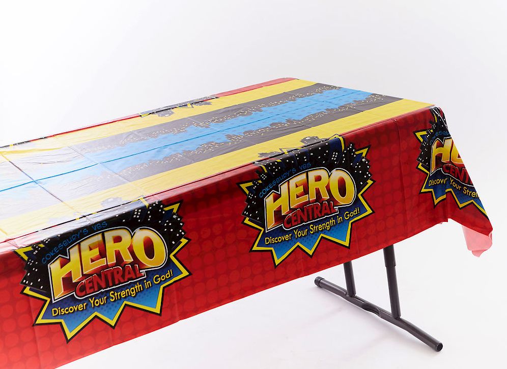 Vacation Bible School 2017 VBS Hero Central Tablecloth: Discover Your Strength in God!