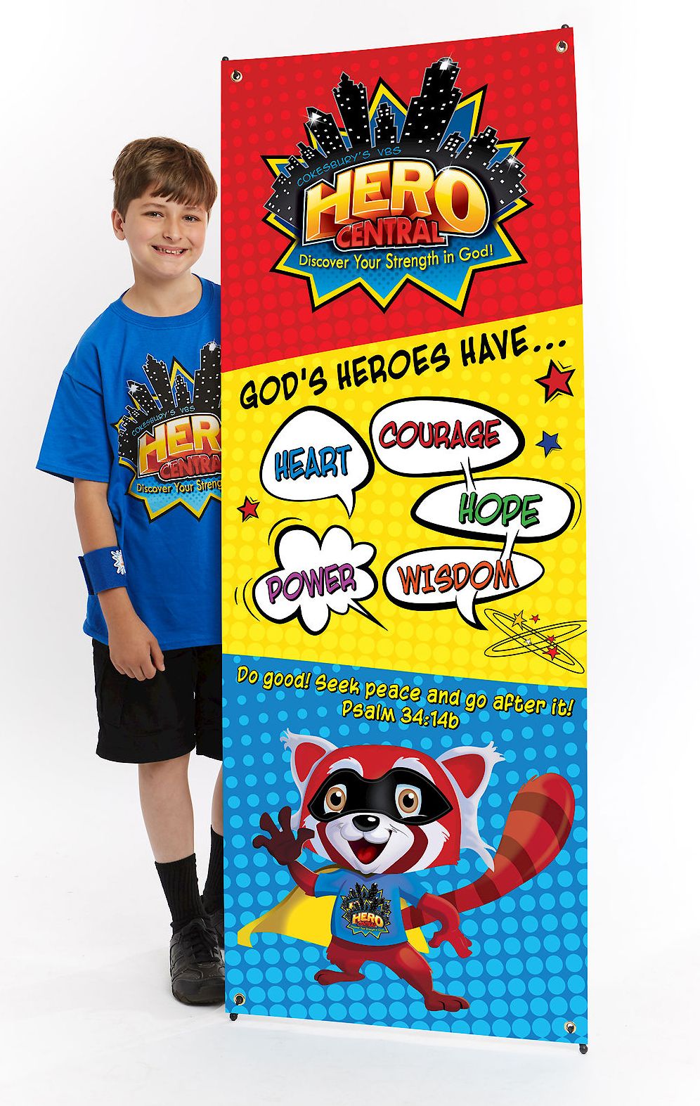 Vacation Bible School 2017 VBS Hero Central Theme Banner: Discover Your Strength in God!