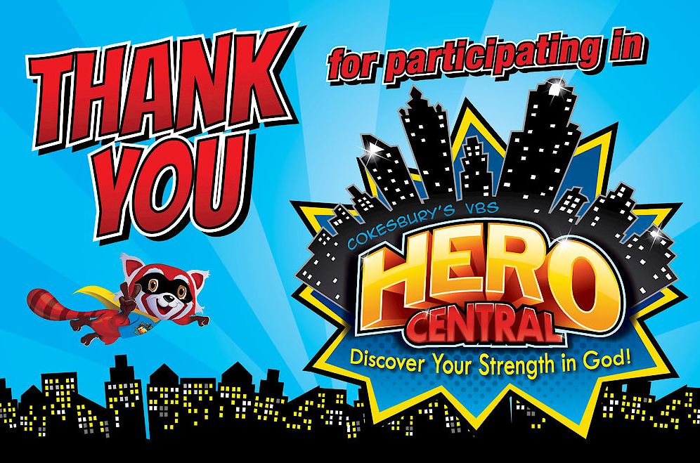 Vacation Bible School 2017 VBS Hero Central Thank You Postcards (Pkg of 25): Discover Your Strength in God!