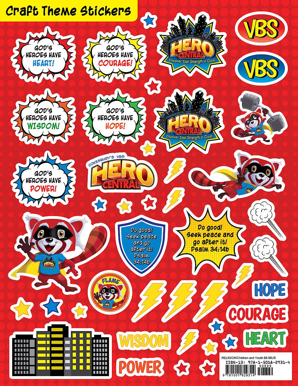 Vacation Bible School 2017 VBS Hero Central Craft Theme Stickers (Pkg of 12): Discover Your Strength in God!