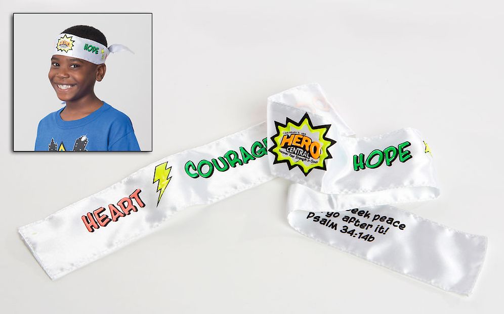 Vacation Bible School 2017 VBS Hero Central Colorize-Your-Own Tie-On Headbands (Pkg of 12): Discover Your Strength in God!