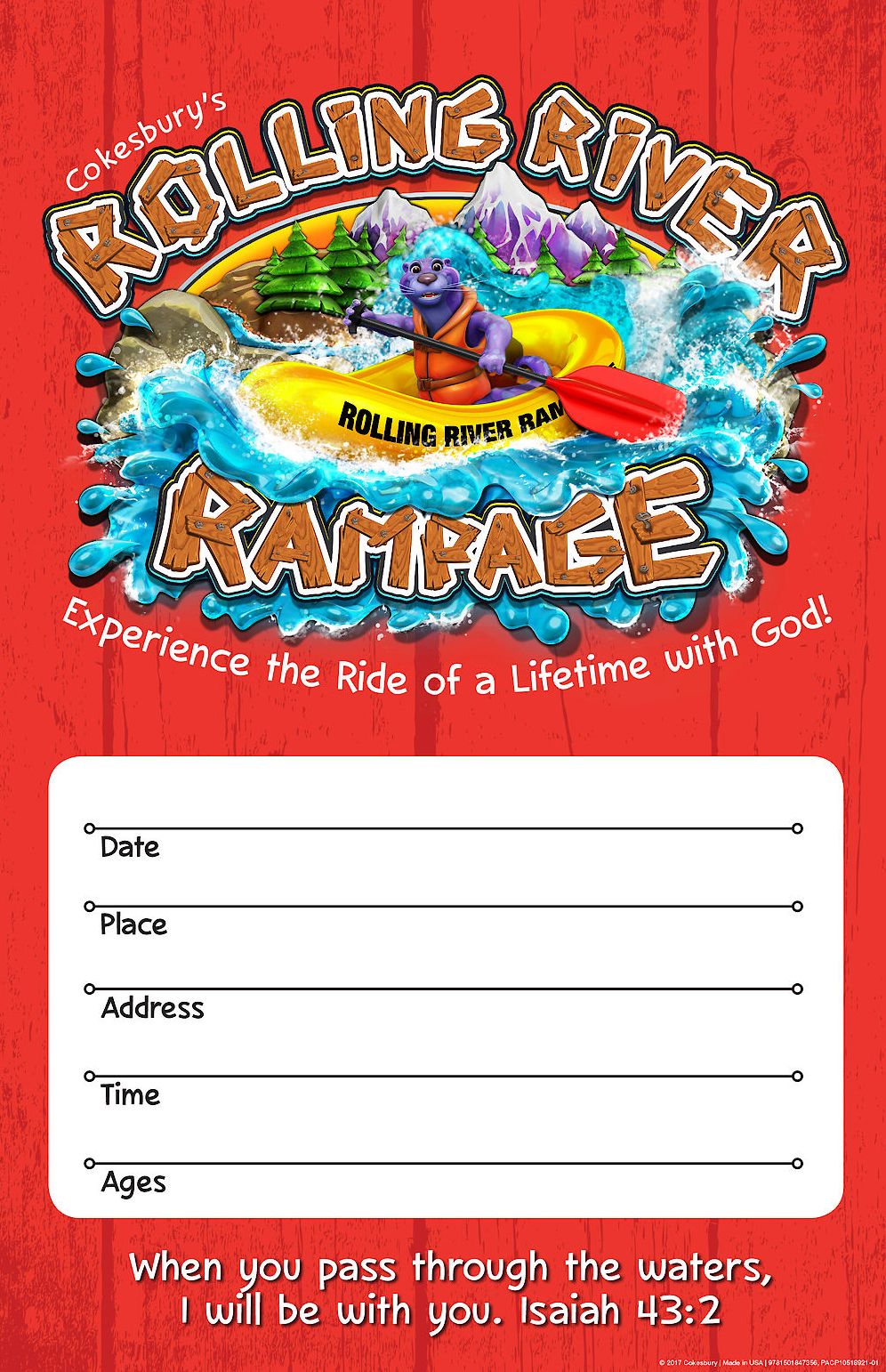 Vacation Bible School (Vbs) 2018 Rolling River Rampage Large Promotional Poster: Experience the Ride of a Lifetime with God!