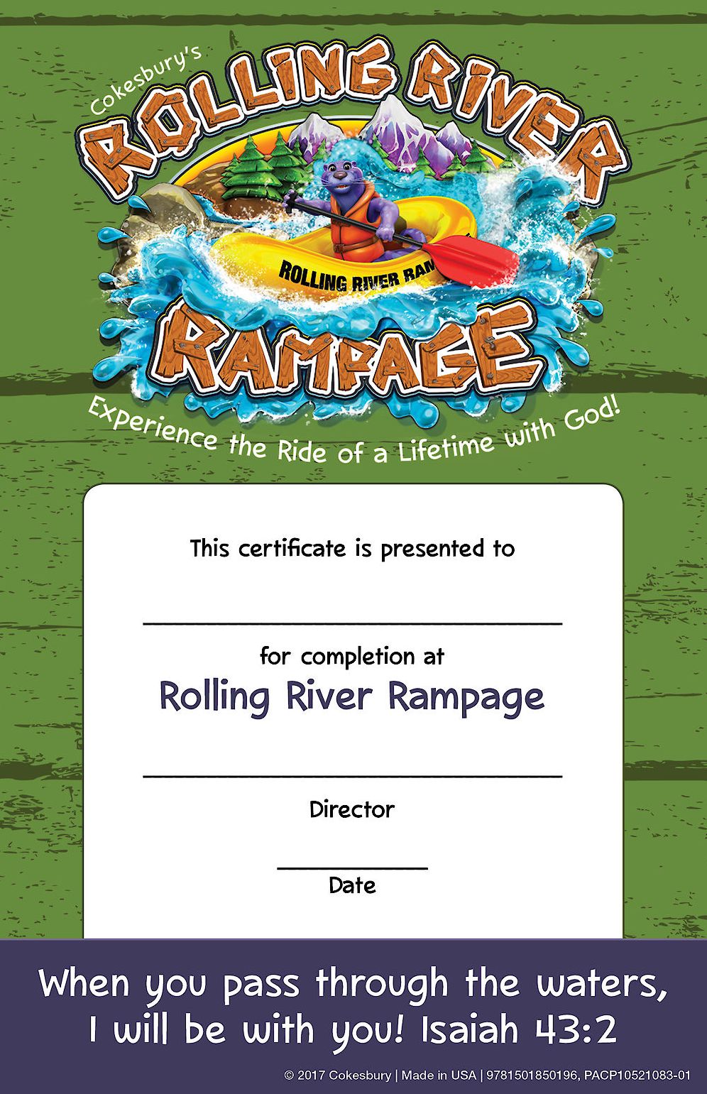 Vacation Bible School (Vbs) 2018 Rolling River Rampage Student Certificates (Pkg of 48): Experience the Ride of a Lifetime with God!