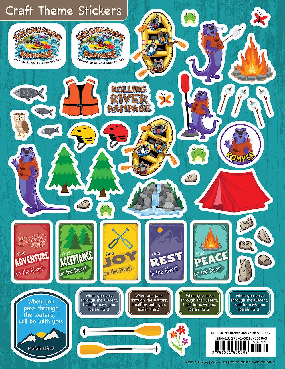 Vacation Bible School (Vbs) 2018 Rolling River Rampage Craft Theme Stickers (Pkg of 12): Experience the Ride of a Lifetime with God!
