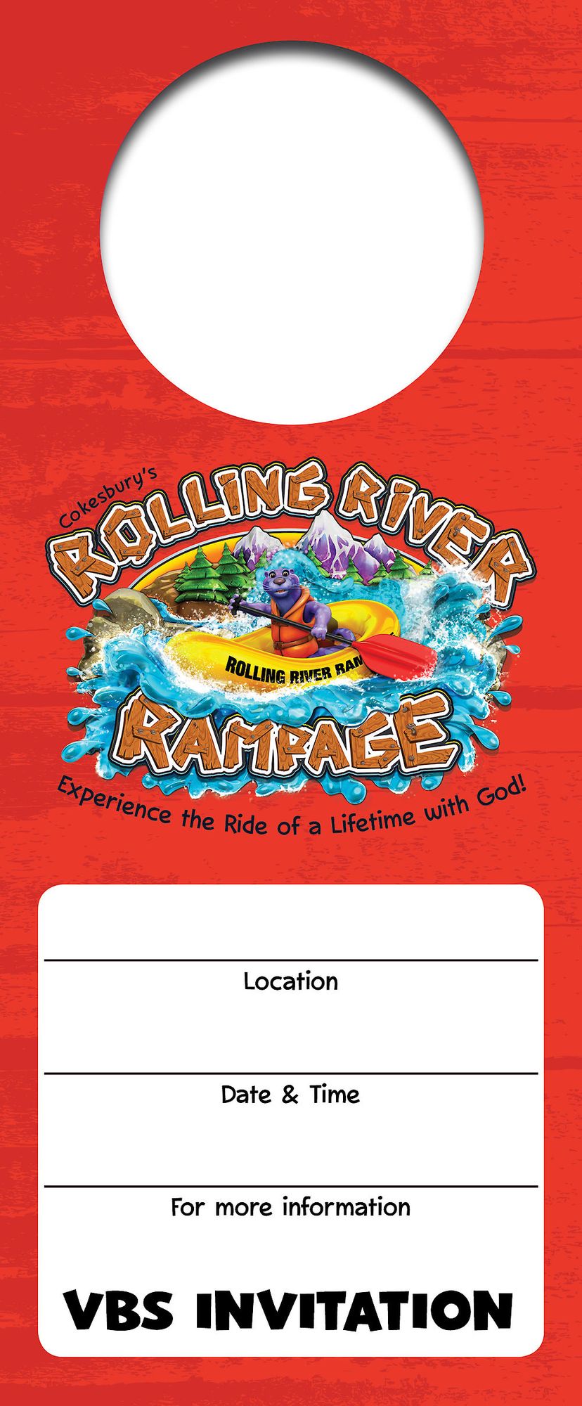 Vacation Bible School (Vbs) 2018 Rolling River Rampage Promotional Door Hangers (Pkg of 24): Experience the Ride of a Lifetime with God!