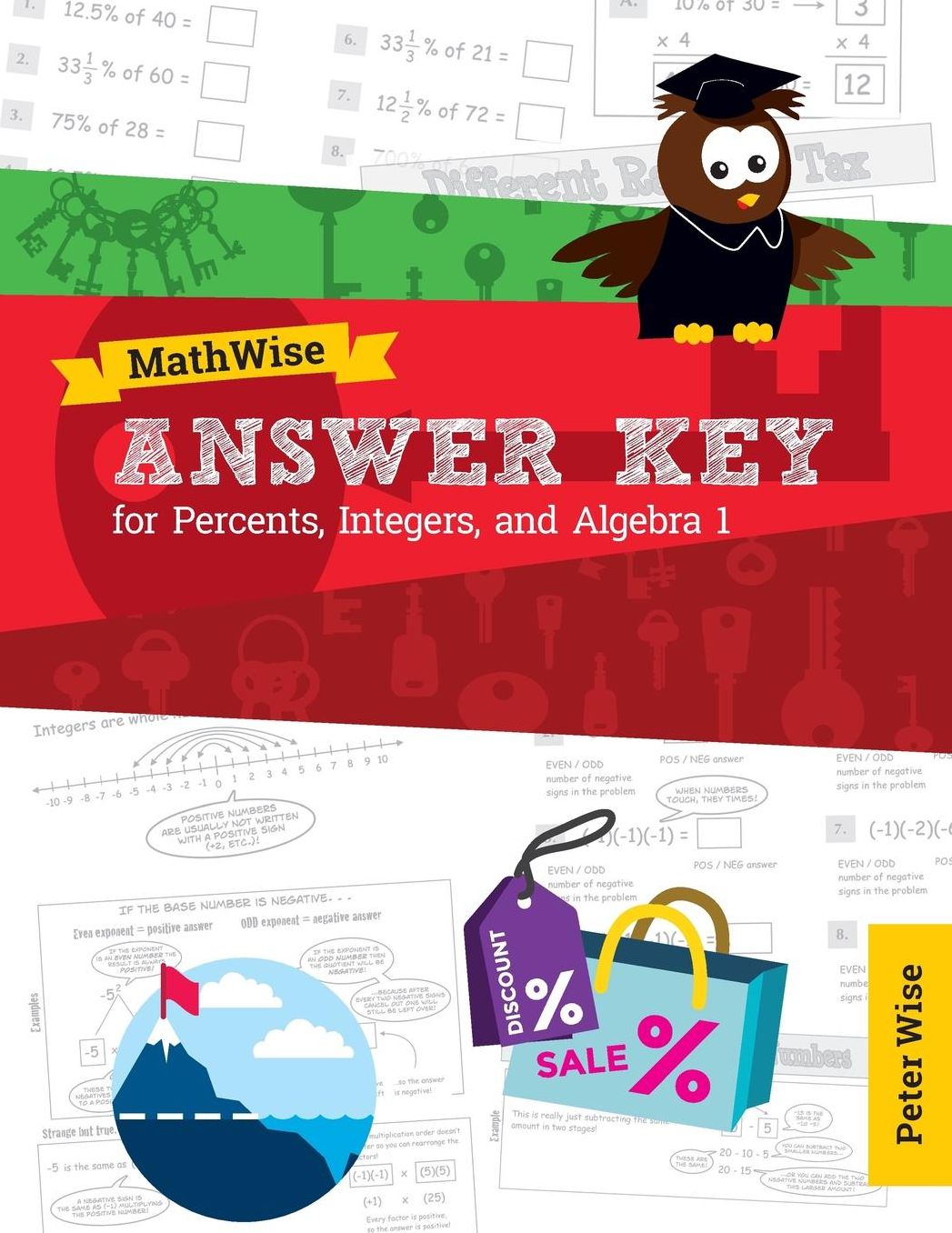 Answer Key for MathWise Percents, Integers, and Algebra 1