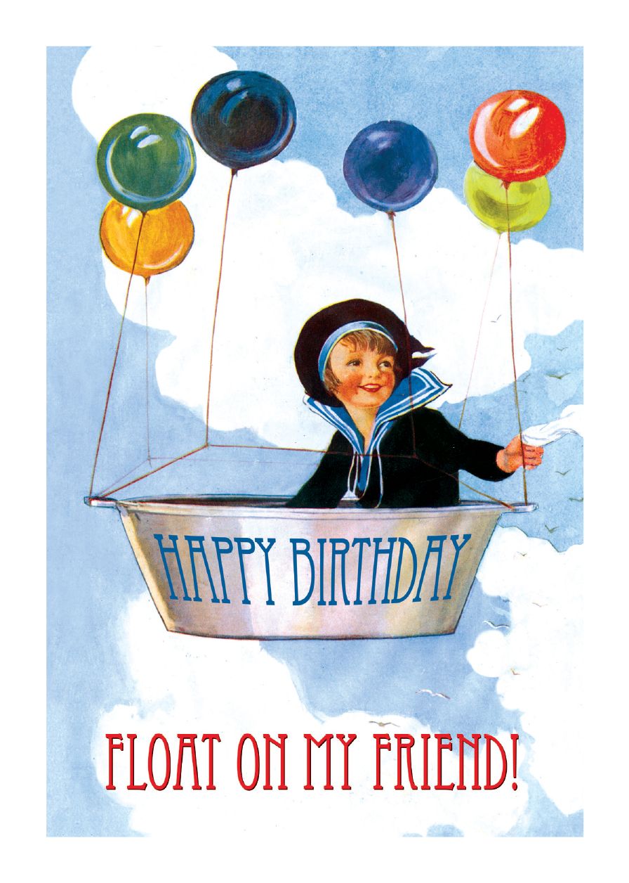 Boy Lifted by Baloons - Birthday Greeting Card