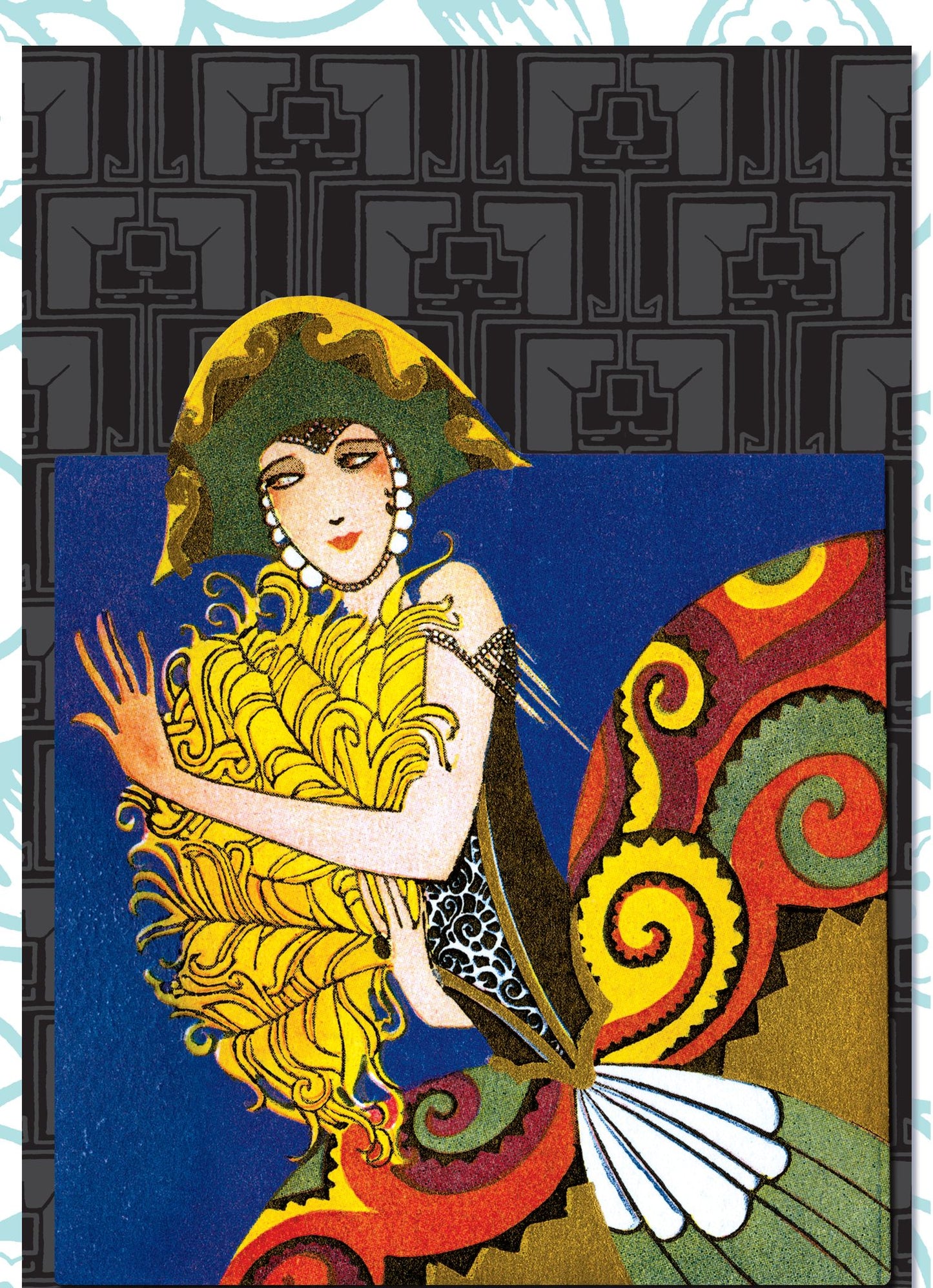Lady with a Yellow Fan- Deluxe die cut notecards