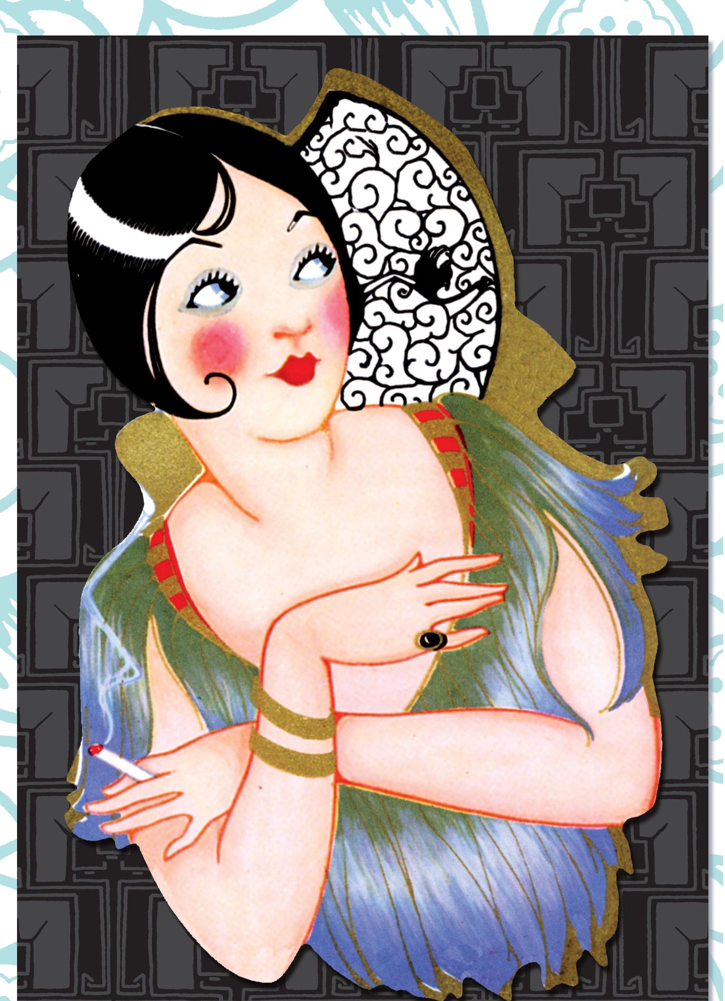 Lady with a Feather Cape - Deluxe die cut notecards
