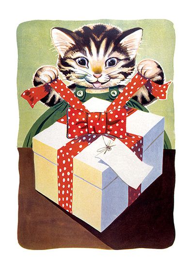Cat Opening Gift - Birthday Greeting Card