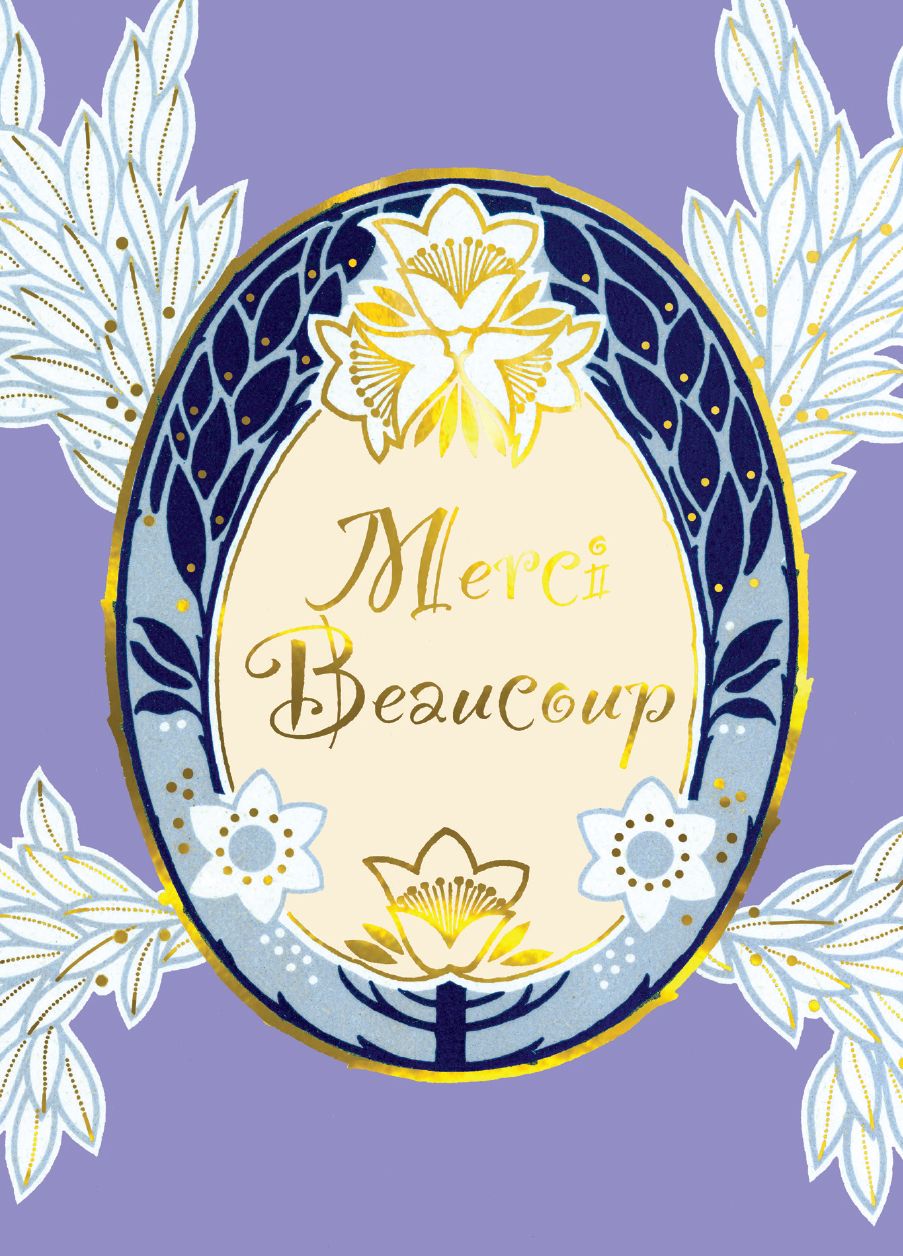 Merci Beaucoup. 6 cards, individually bagged with envelopes, plus header.