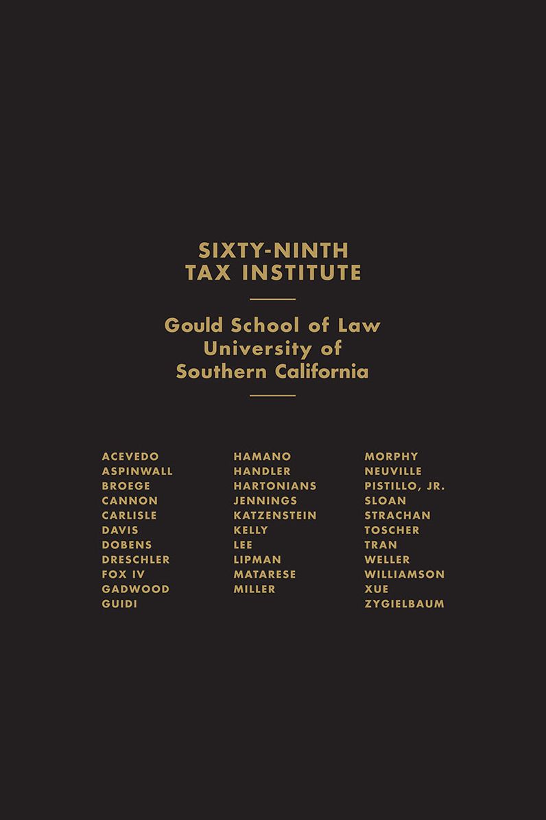 University of Southern California 69th Institute on Federal Taxation
