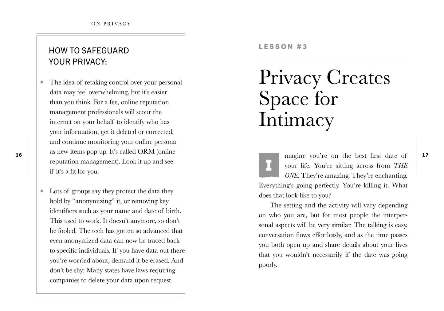 On Privacy: Twenty Lessons to Live By