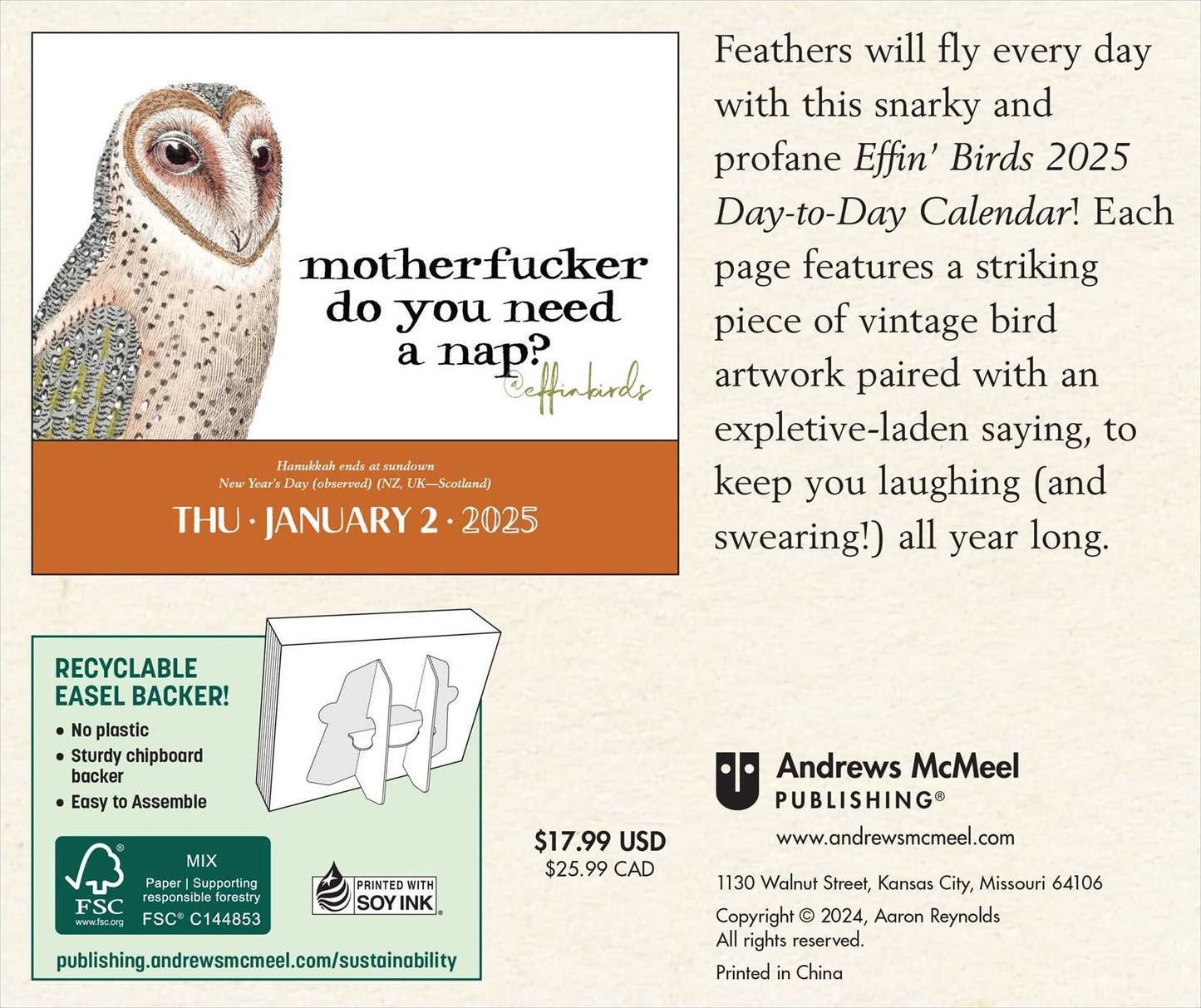 2025 Effin' Birds Day-to-Day Desk Calendar