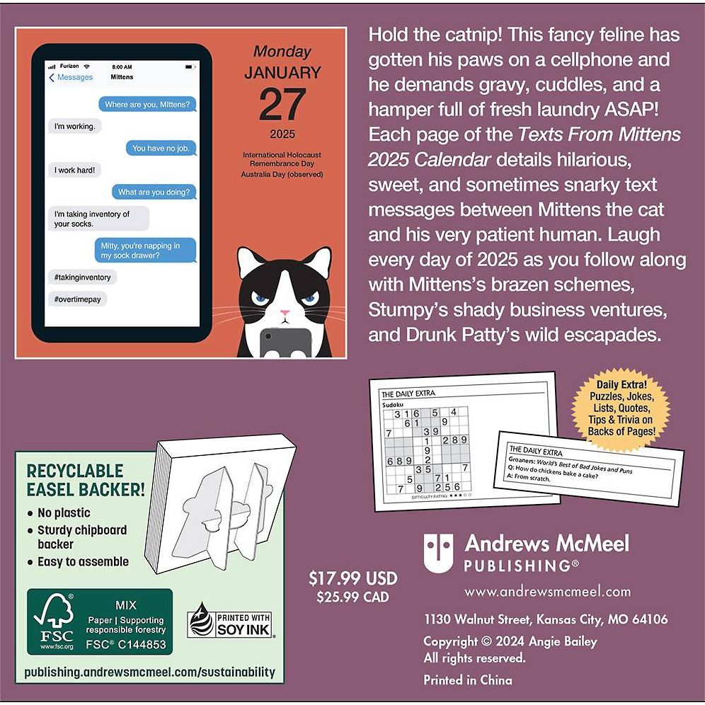 2025 Texts From Mittens The Cat Day-to-Day Calendar