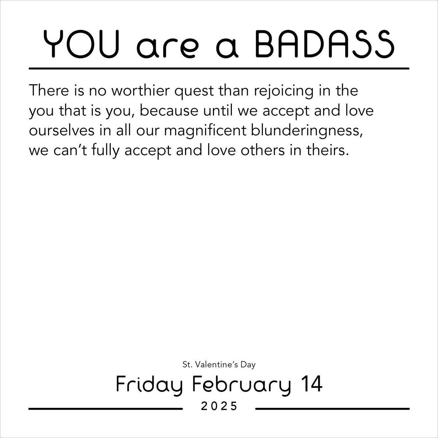 2025 You Are a Badass Day-to-Day Calendar