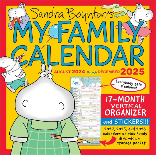 Sandra Boynton's My Family Calendar 17-Month 2024-2025 Family Wall Calendar