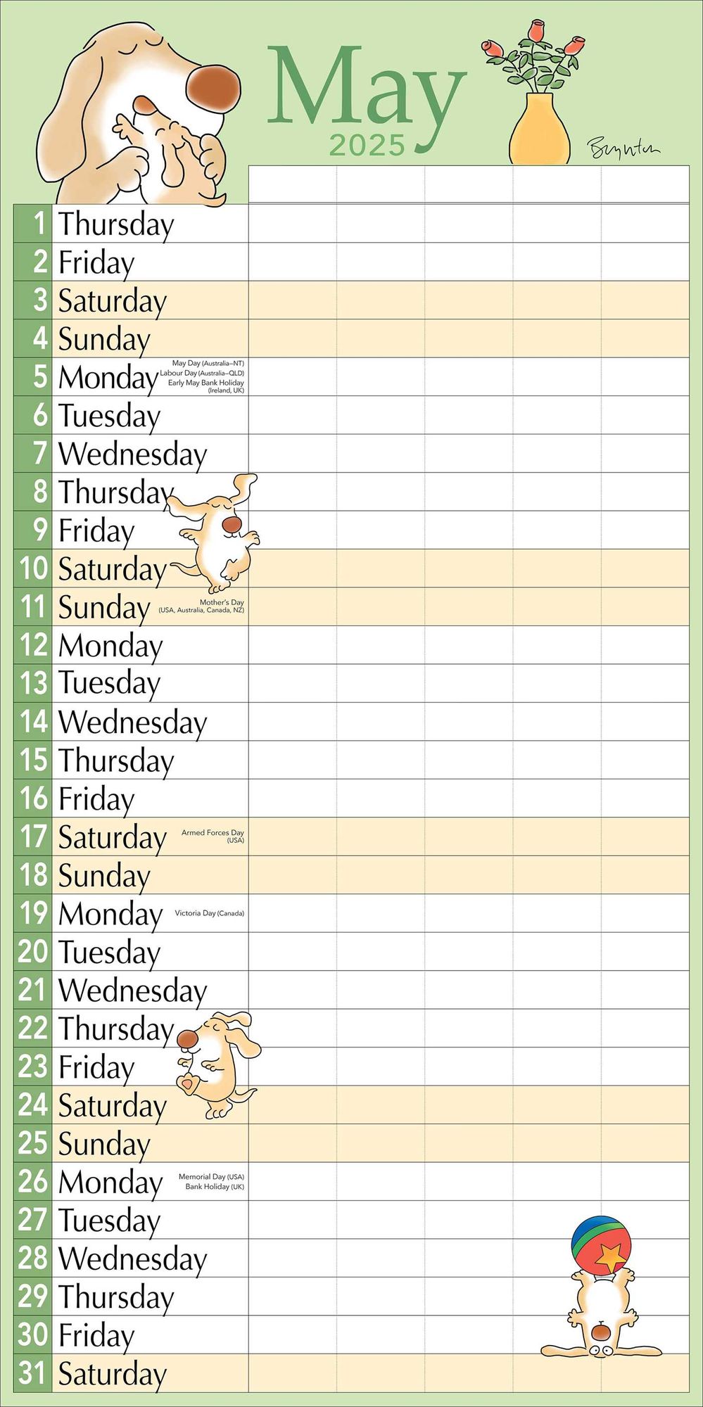Sandra Boynton's My Family Calendar 17-Month 2024-2025 Family Wall Calendar