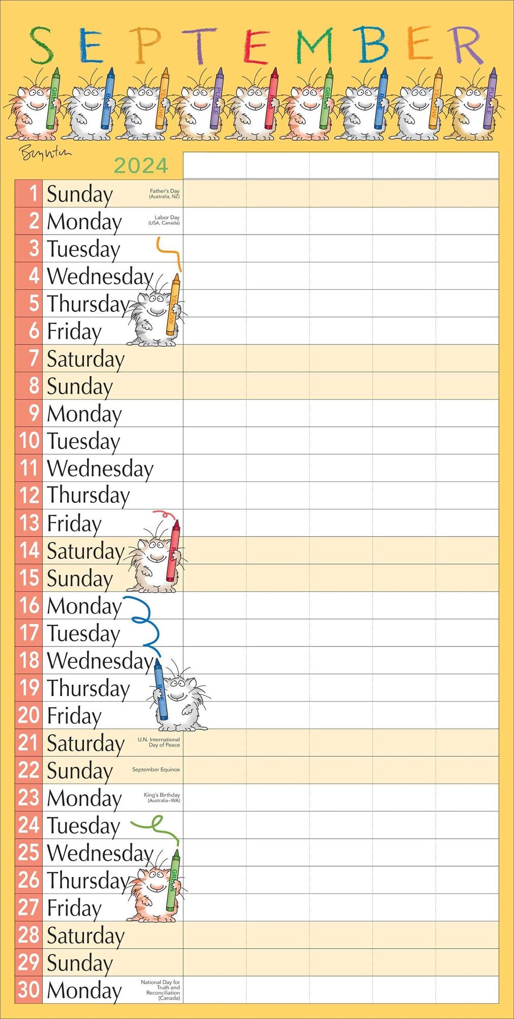 Sandra Boynton's My Family Calendar 17-Month 2024-2025 Family Wall Calendar