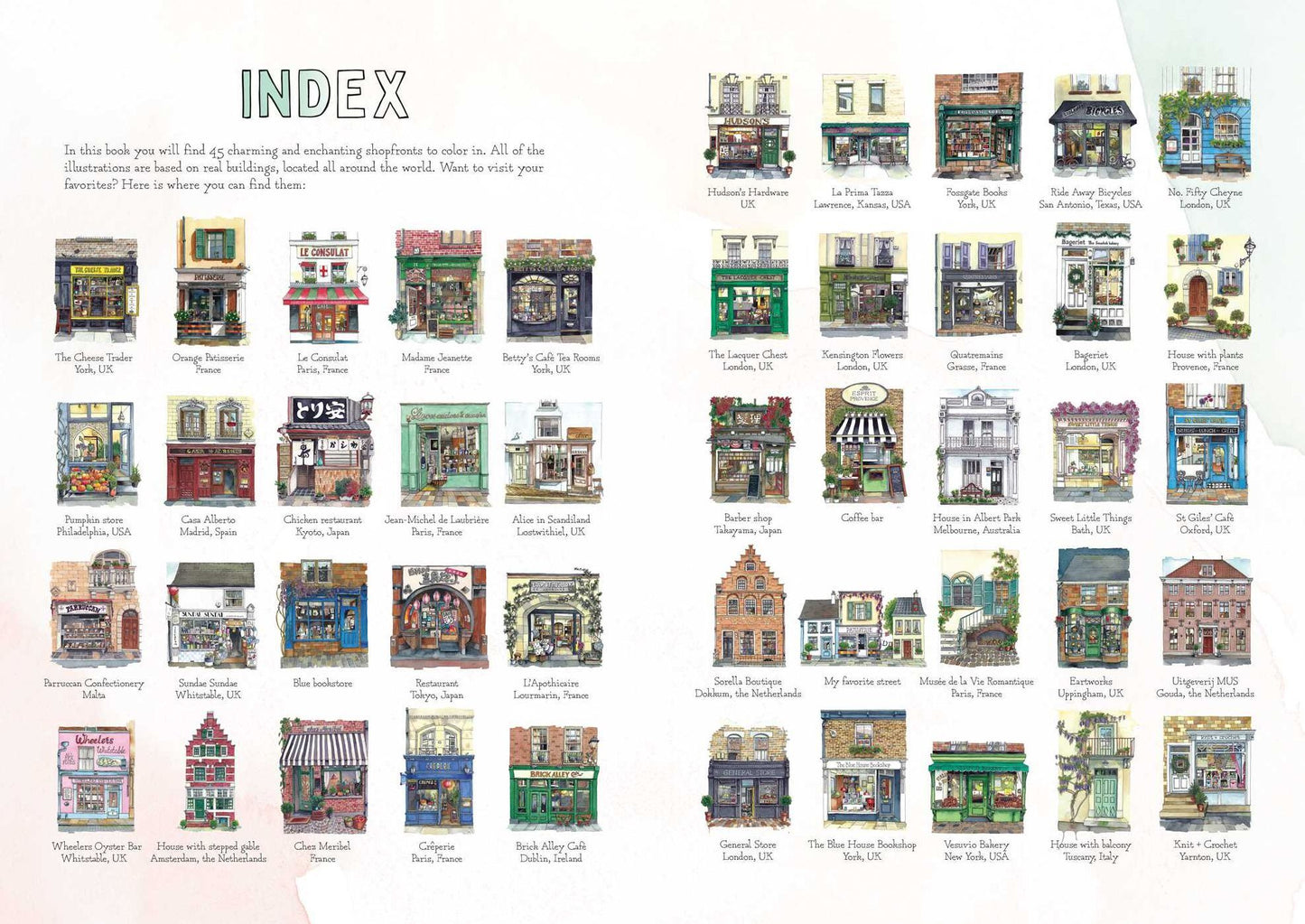 Urban Anna Coloring Book: Enchanting Shopfronts from Around the World