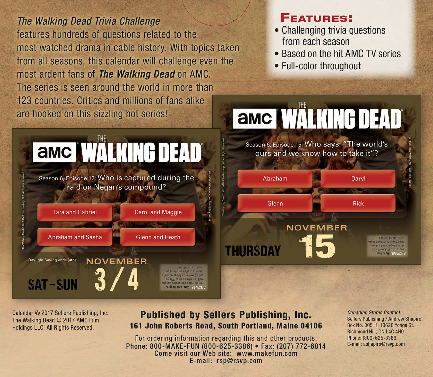 2018 Walking Dead AMC Daily Trivia Challenge, The Boxed/Daily Calendar