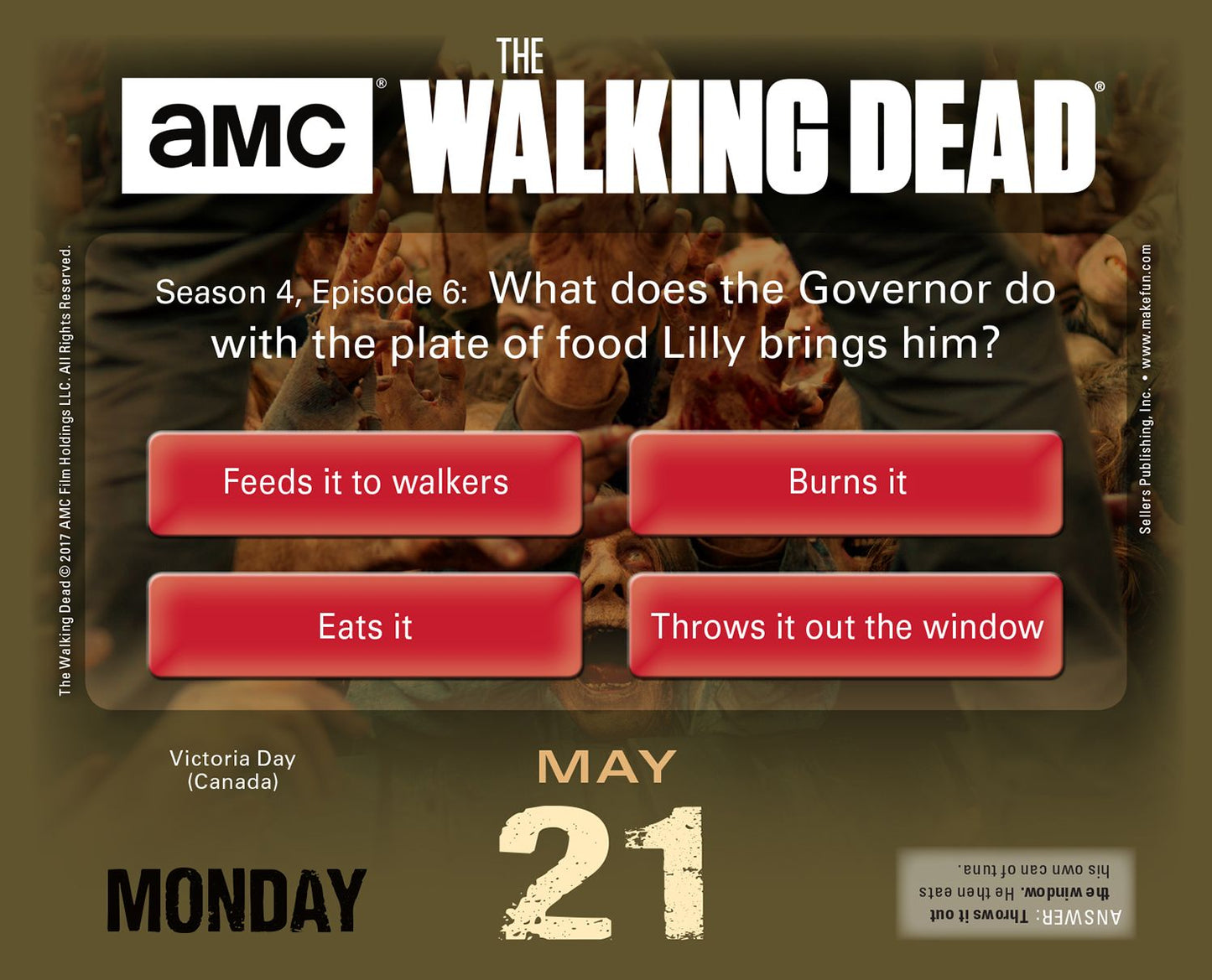 2018 Walking Dead AMC Daily Trivia Challenge, The Boxed/Daily Calendar