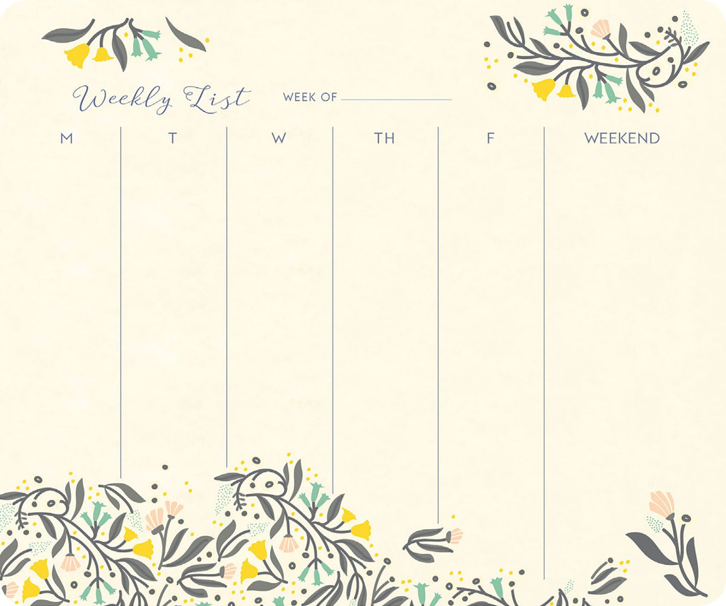 2018 Floral Charm Weekly To-do Pad (w/Magnet)