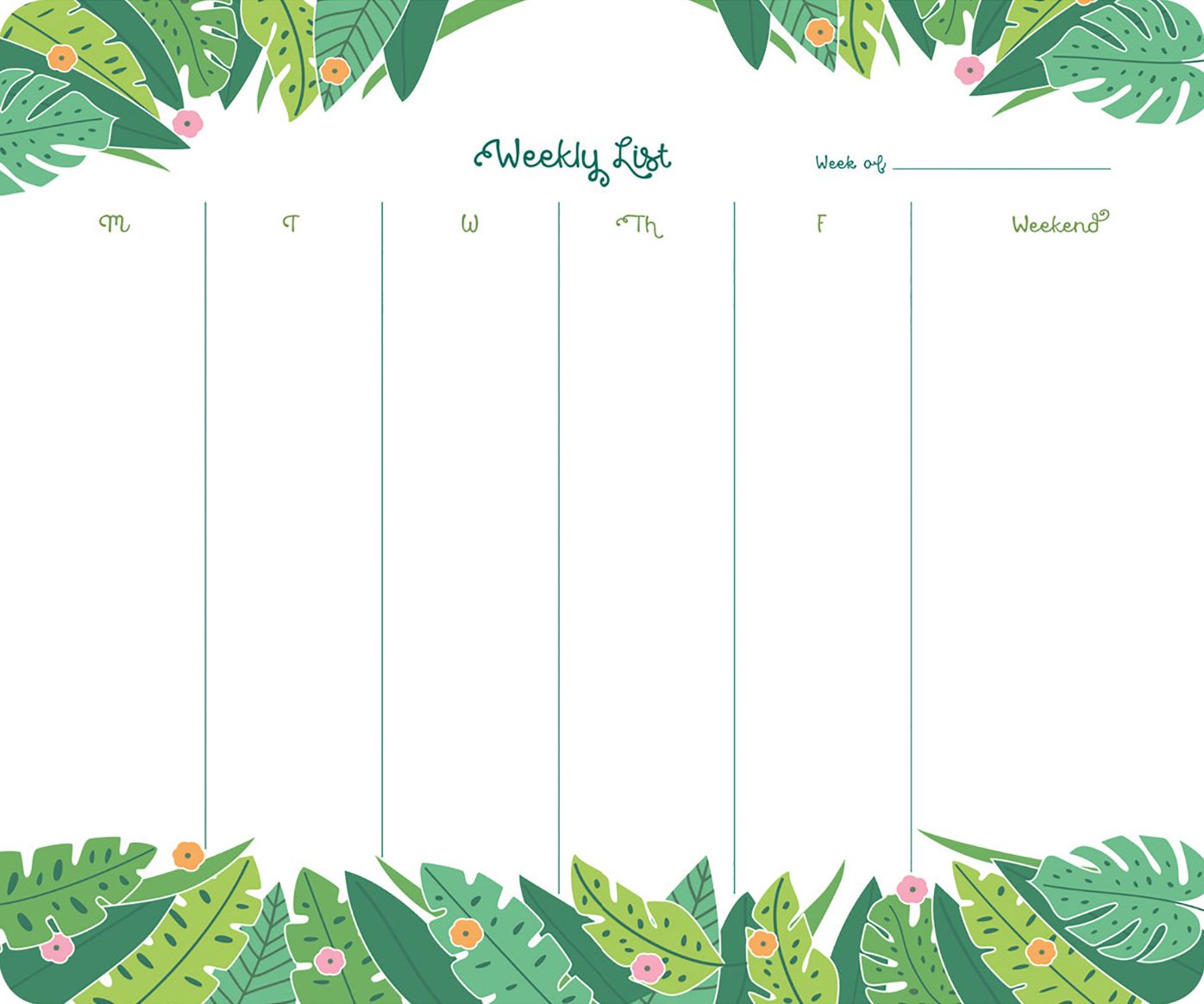 2018 Jungle Pattern Weekly To-do Pad (w/Magnet)