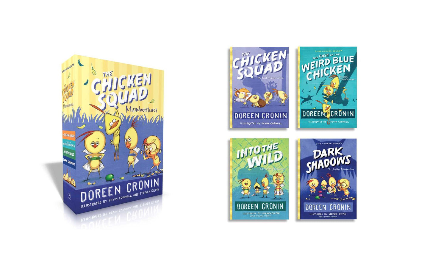 The Chicken Squad Misadventures: The Chicken Squad; The Case of the Weird Blue Chicken; Into the Wild; Dark Shadows