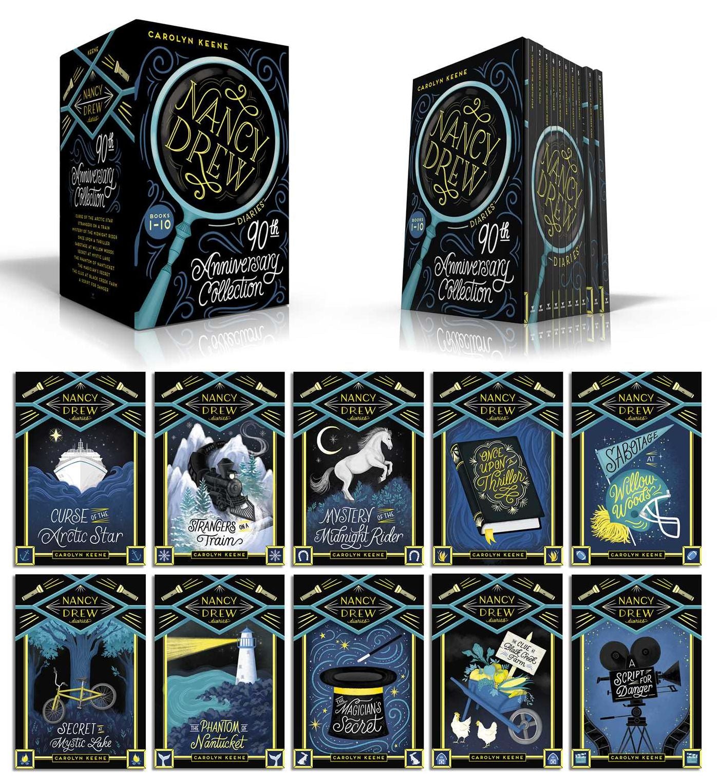 Nancy Drew Diaries 90th Anniversary Collection: Curse of the Arctic Star; Strangers on a Train; Mystery of the Midnight Rider; Once Upon a Thriller; Sabotage at Willow Woods; Secret at Mystic Lake; The Phantom of Nantucket; The Magician's Secret; The Clue