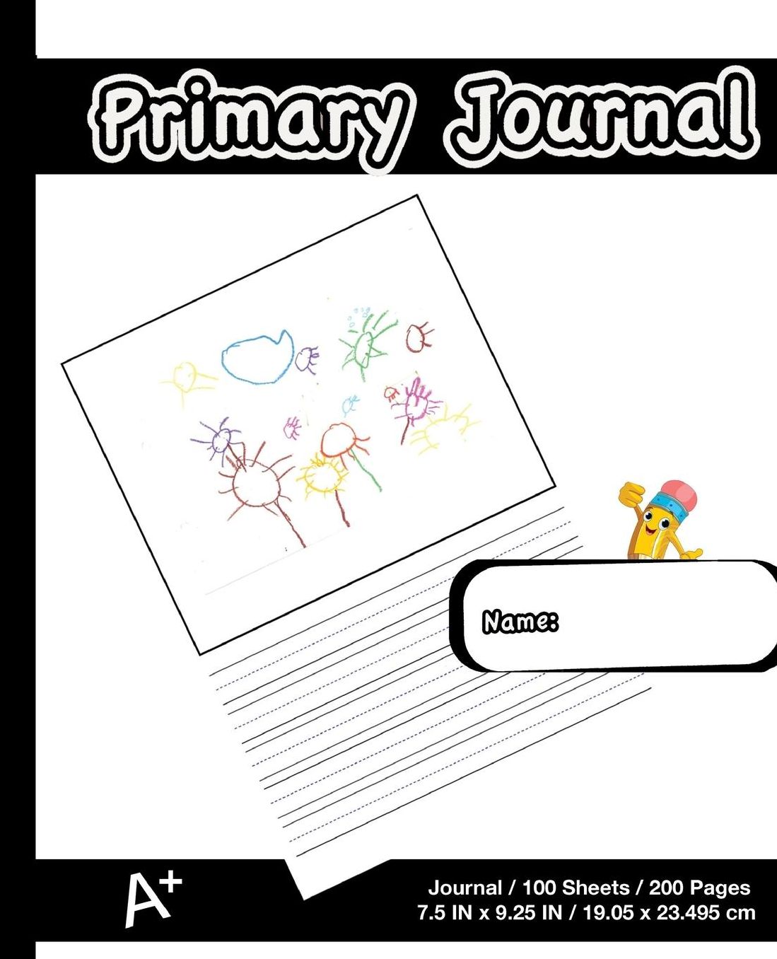 Primary Journal: Minimal Black Marble,Composition Book, draw and write journal, Unruled Top, .5 Inch Ruled Bottom Half, 100 Sheets, 7.5 in x 9.25 in, 19.05 x 23.495 cm,Soft Durable Cover