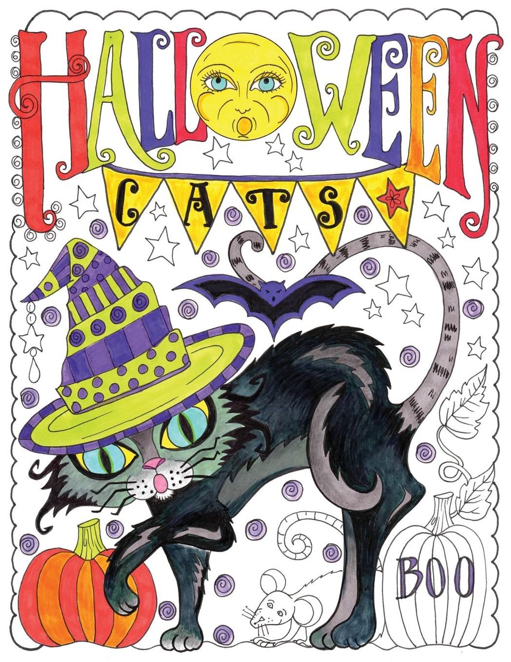 Halloween Cats: Adult Coloring Book