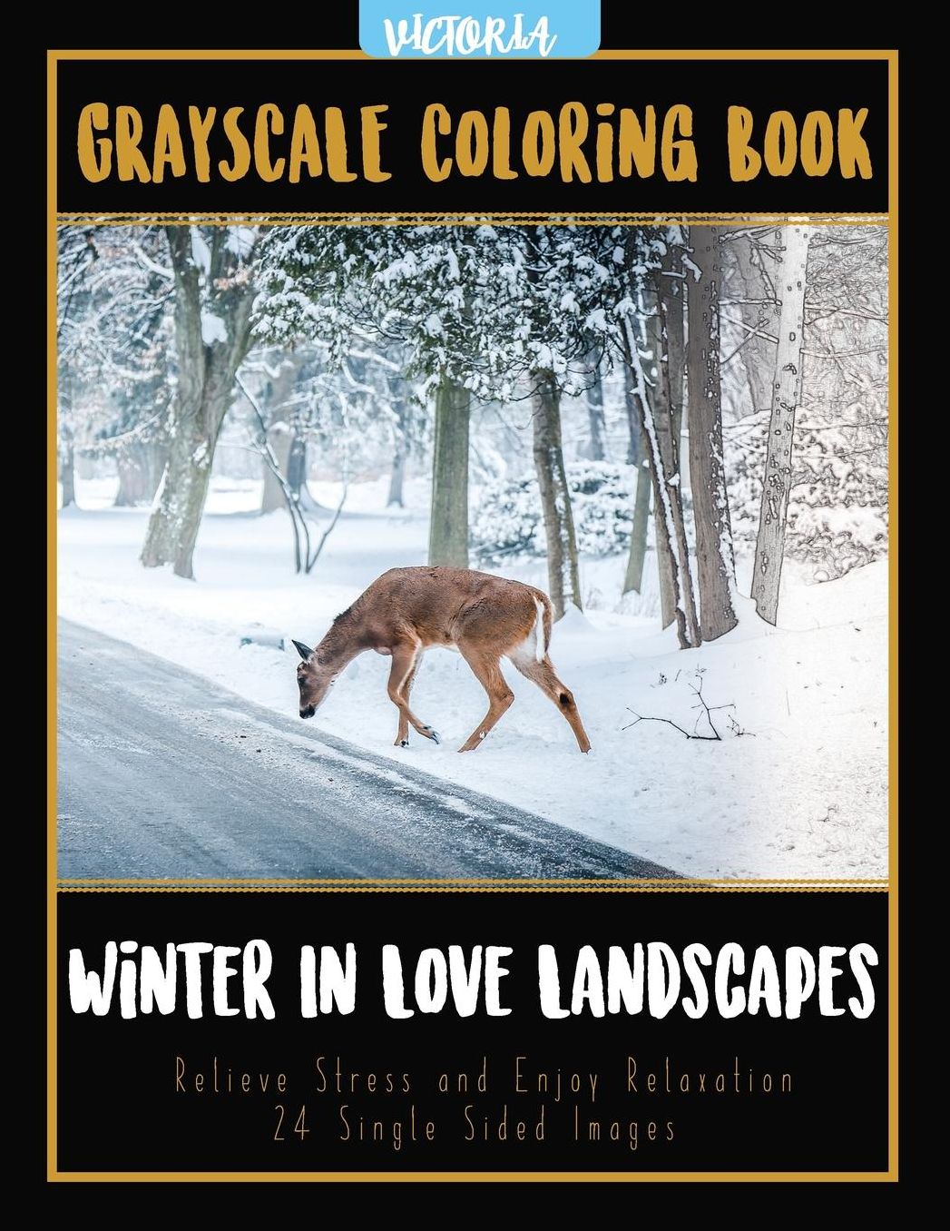 Winter In Love Landscapes: Grayscale Coloring Book Relieve Stress and Enjoy Relaxation 24 Single Sided Images
