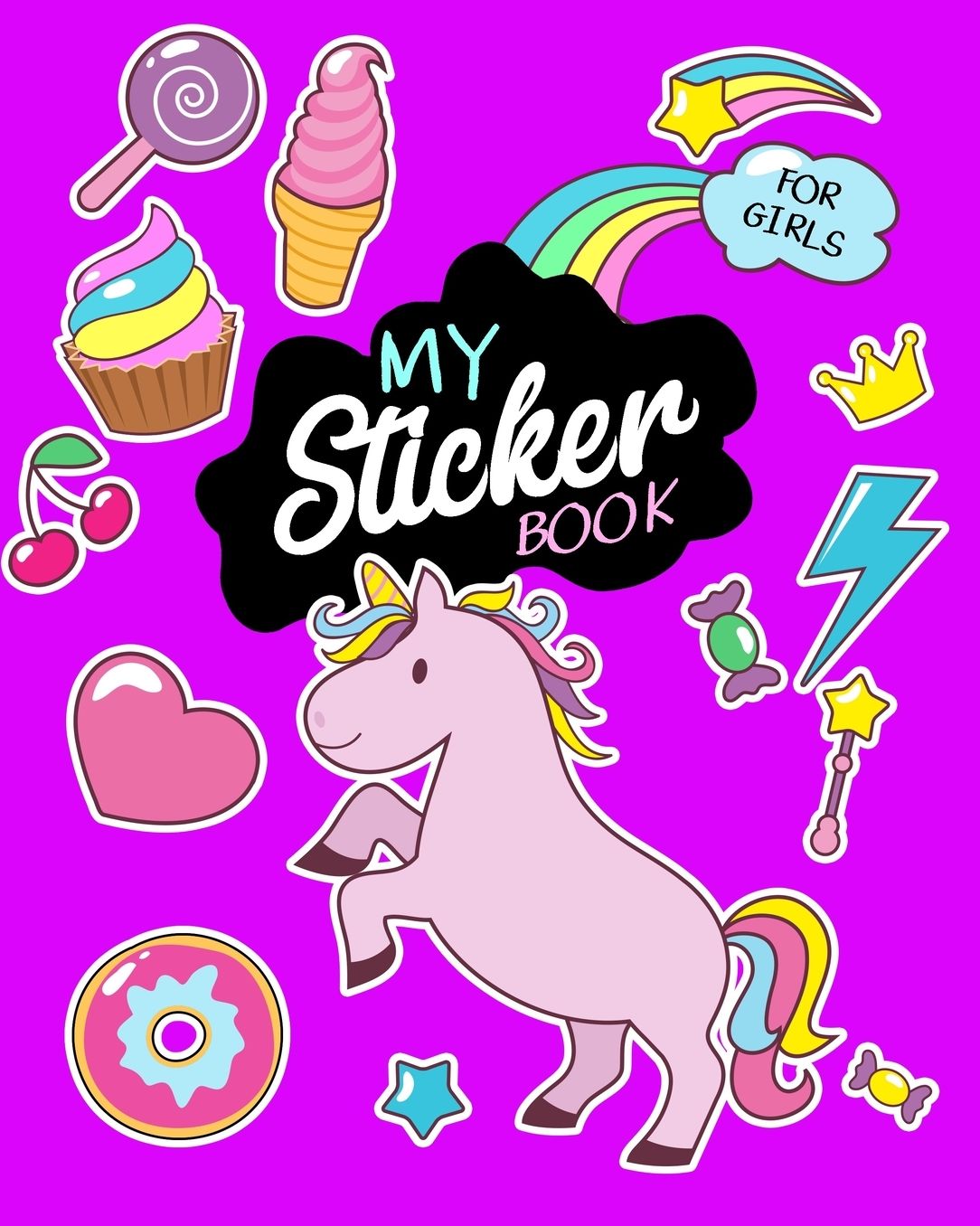 My Sticker Book For Girls: Blank Sticker Book, 8 x 10, 64 Pages
