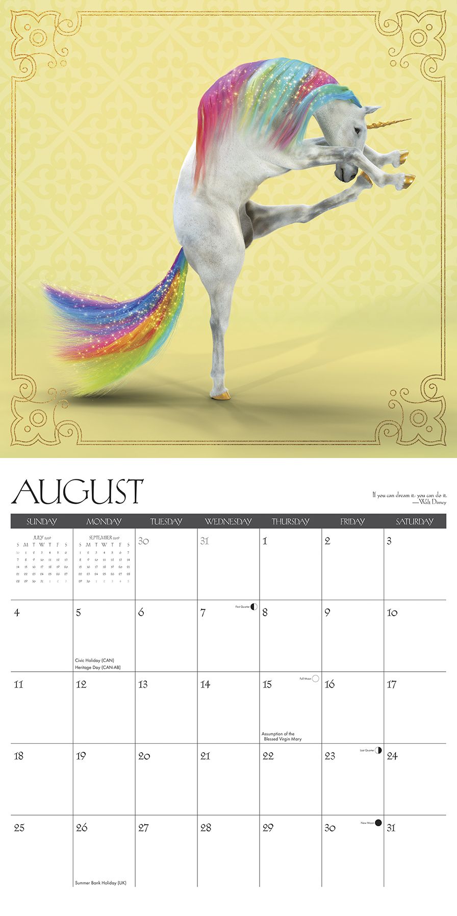 Unicorn Yoga 2019 Wall Calendar