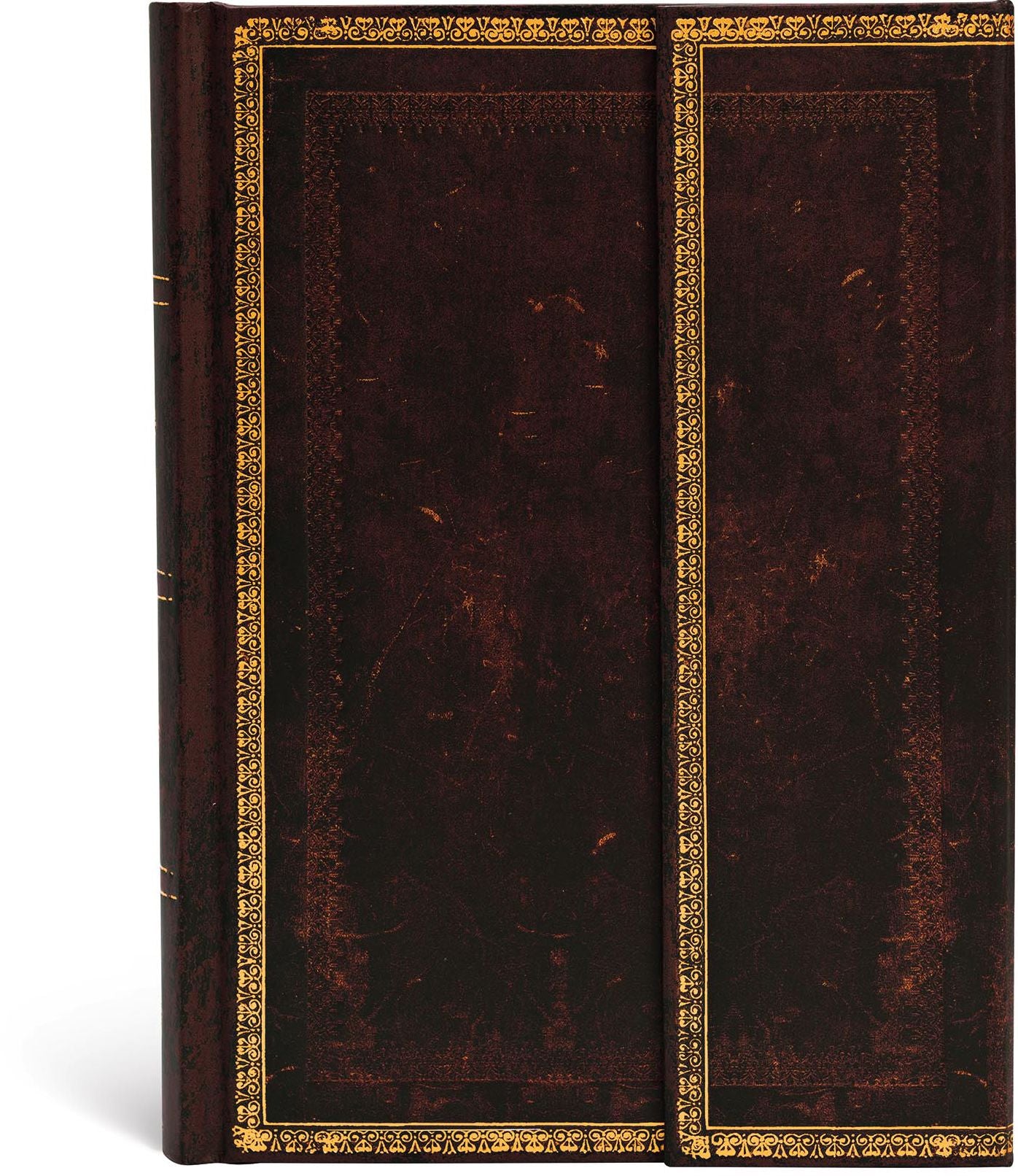 Black Moroccan Old Leather Midi Bound Lined Journal 5'' x 7''