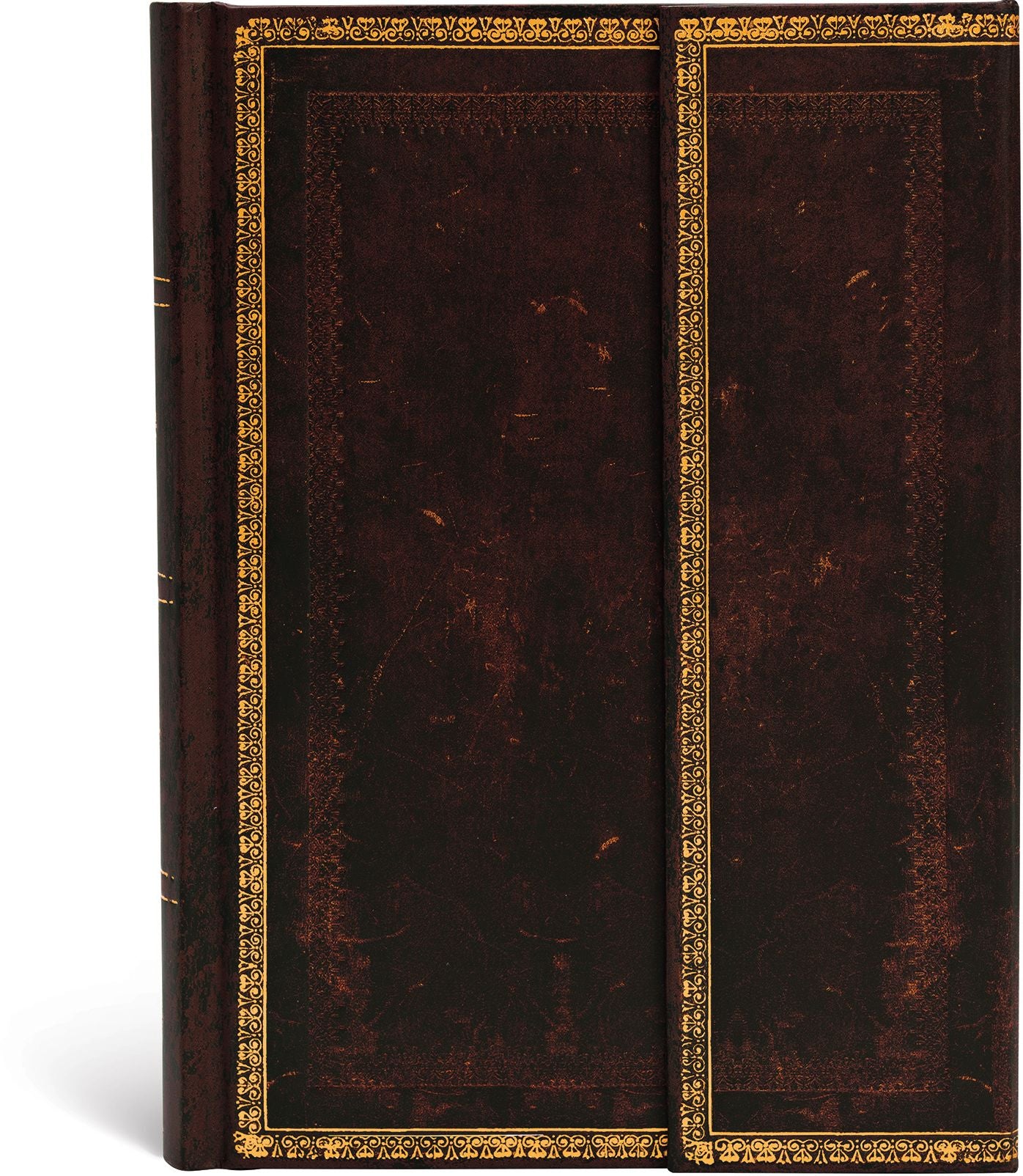 Black Moroccan Old Leather Midi Bound Lined Journal 5'' x 7''