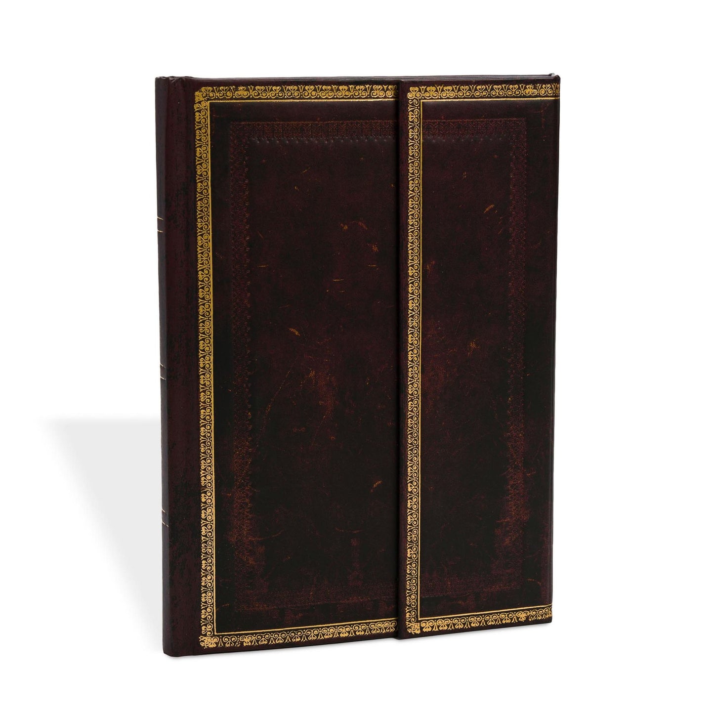 Black Moroccan Old Leather Midi Bound Lined Journal 5'' x 7''