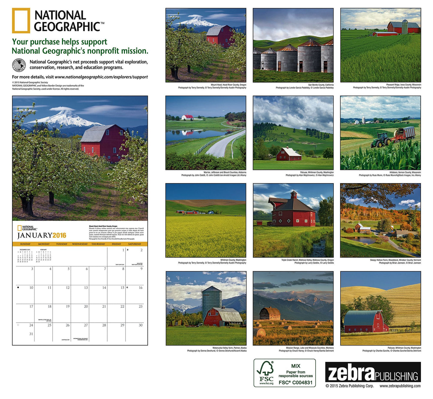 2016 American Farm Country Wall Calendar