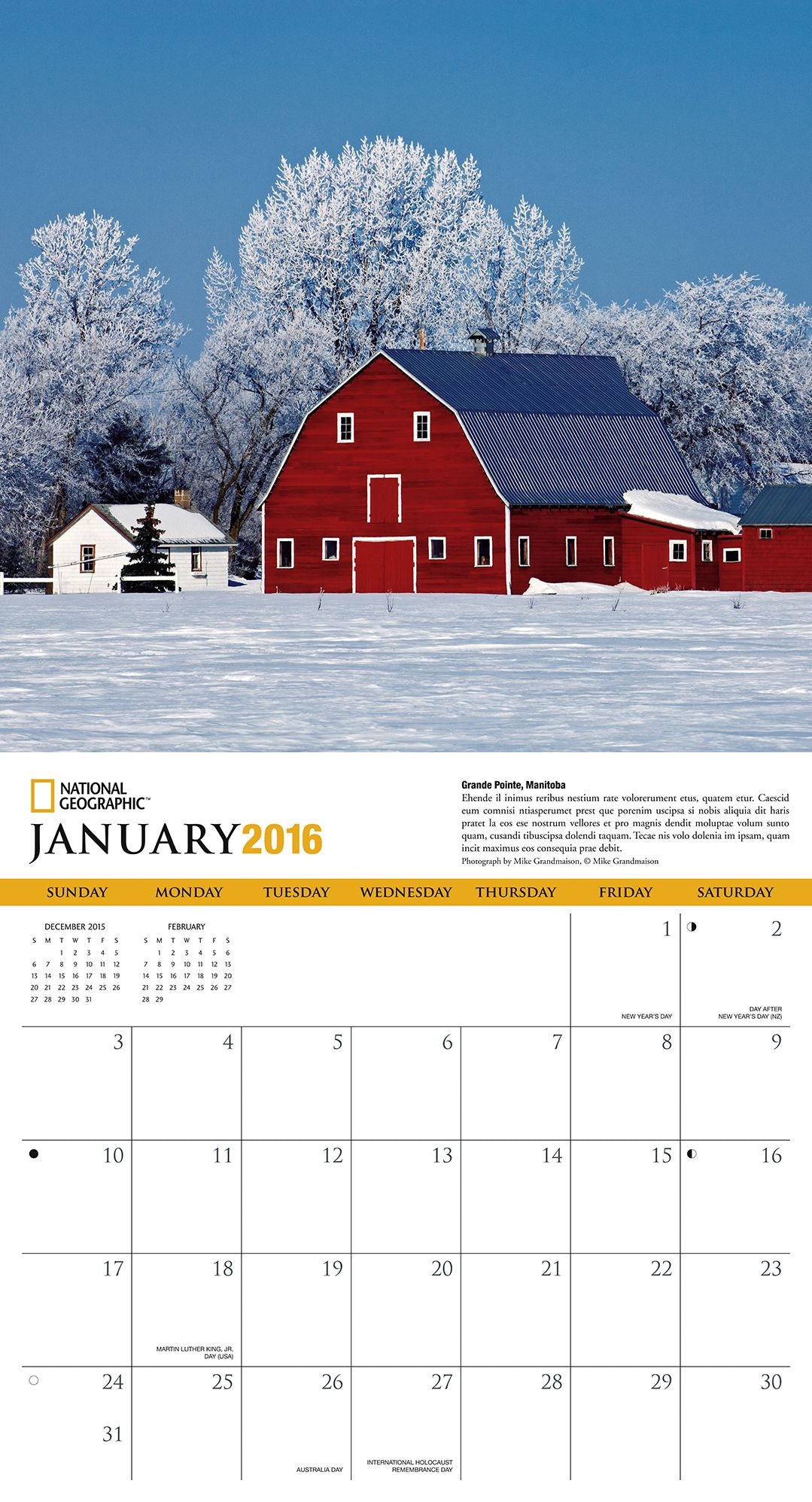 2016 Canada Wall Calendar